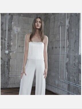 Alexis White Fringe Strapless Jumpsuit